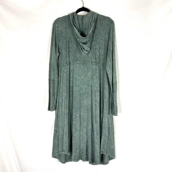 Sinuous Long Open Hooded Cardigan S Burnout Green - Picture 4 of 6